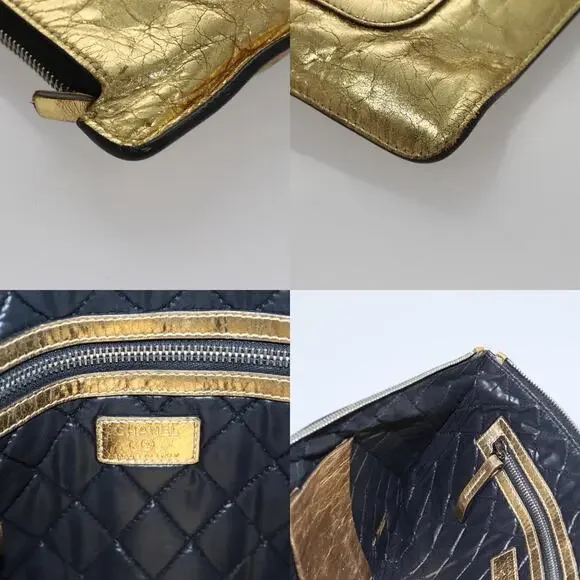 Chanel Clutch Bag Leather Gold CC - Picture 6 of 7
